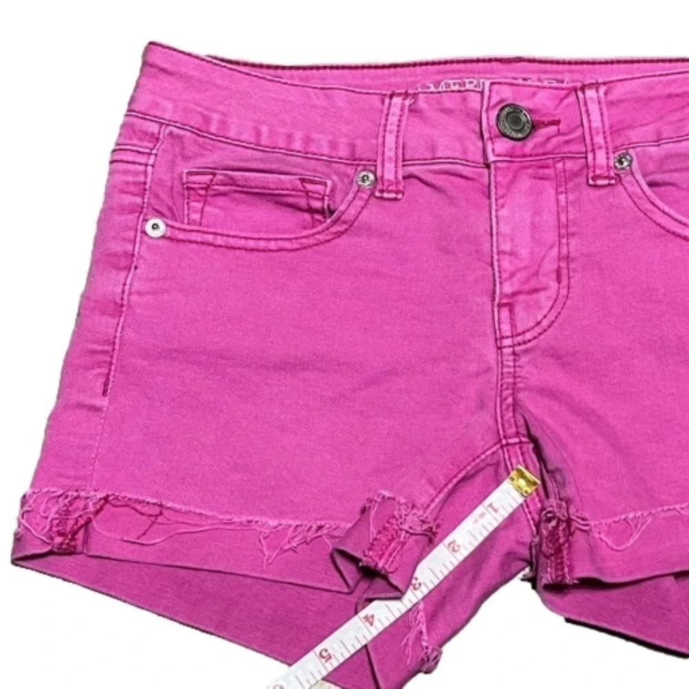 America Eagle Outfitters 🦅 Pink Denim Shorts Stretch Distressed Women’s Size 4 - Picture 10 of 10